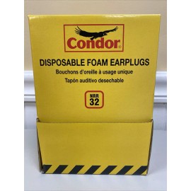 CONDOR Disposable Foam Earplugs Box of 100 Pair 22ED81