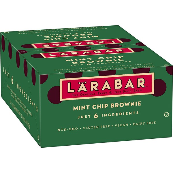 Larabar Gluten Free Bar, Mint Chip Brownie, 1.6 oz Bars (16 Count), Whole Food Gluten Free Bars, Dairy Free Snacks