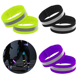 Pack of 6 Reflective Bands, Reflective Bracelet, Reflector Reflective Bands Set, Trouser Clip, Bike, Safety Reflective Band, Outdoor Jogging, Cycling, Bike, Running, Children, Velcro Elastic Light