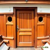 SeaTeak 60725 Teak Louvered Door and Frame, Oblong, Left Hand