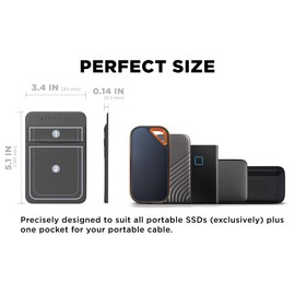 Afterplug 2-Pocket Adhesive Pouch for Laptop, Compatible with External Portable SSD, Magic Mouse, USB Cable and More - Gray