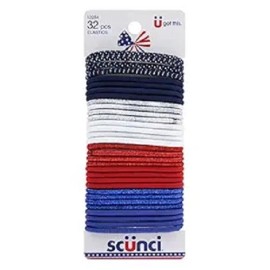 scünci Scunci U Got This American Red, White and Blue Hair Elastics, 32-Count 12284
