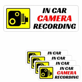 4 x in Car Camera Recording Stickers Security CCTV Signs Warning Labels Go Pro Nextbase Dash Cam Protection Secure Deterrent 87x30mm VC18 (Inside Window to Face Outwards *Not for Tinted Windows*)