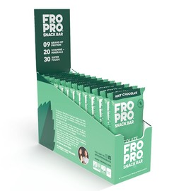 FROPRO Plant Protein Snack Bars - Plant Based Protein Bars, All-Natural, Gluten, Dairy, & Soy Free, High Protein Bars with Low Calories | Mint, 12 Pack