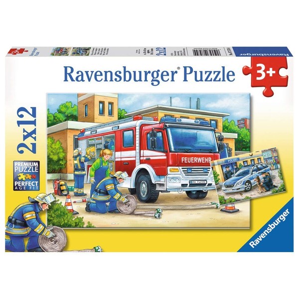 Ravensburger Jigsaw Puzzle 07574 4 Police Car and Fire Truck (2 x 12 Pieces)
