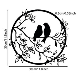 HZBAKLO Metal Bird on Tree Branch Wall Art Decor, Birds Wall Silhouette Black Iron Art Hanging Metal Wall Art for Living Room Bedroom Indoor Outdoor Garden