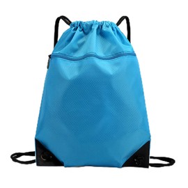 Waterproof Drawstring Backpack - Durable Gym Sackpack for Sports, Hiking, Travel & Camping | Basketball, Swim Bag with Zipper Pocket & Thick Shoulder Straps (Blue)