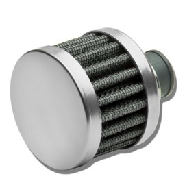 Auto Dynasty 9MM Inlet Universal Chrome Round Straight Aluminum Crankcase Breather Filter (White)
