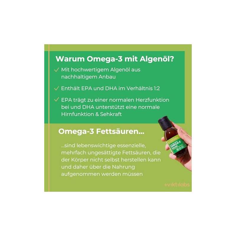 Omega 3 Algae Oil Vegan with Vitamin D3 - High