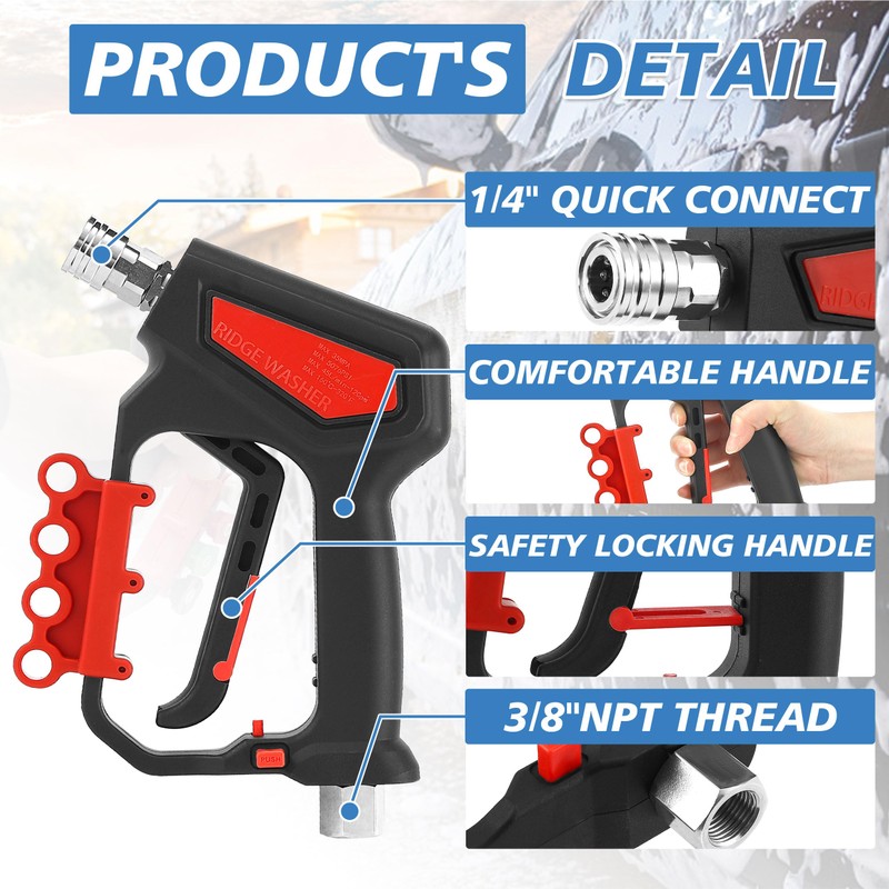 RIDGE WASHER Pressure Washer Gun 5000 PSI with Nozzle Bracket,