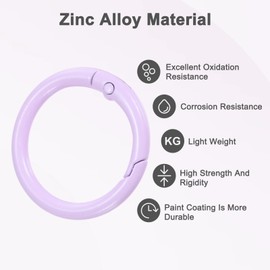 M METERXITY 12-Pack Metal Spring O Rings, 1" Zinc Alloy Spring Keyring Buckle for Keychains/Bag/Purse/DIY Crafts, Round Handbag Snap Clip Trigger Buckle Chain Rings [Light Purple]