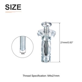 DTGN M4x21mm Hollow Wall Anchors - 50 Pack - Good for Hollow Wall Plaster Walls - Carbon Steel Hollow Drywall Anchors Screws, Silver