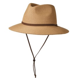 FURTALK Unisex Panama Hat Wide Brim Summer Hat UV Protection Sun Hat with Chin Strap Beach Hat for Men and Women Adjustable Straw Hat, khaki