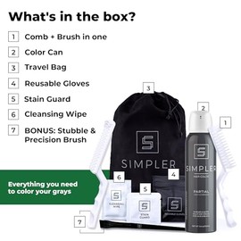 SIMPLER HAIR COLOR Tinte Para Cabello Masculino De Cobertura Parcial Más Simple - Tinte Permanente Para Barba Y Bigote - Tinte Para Barba Sin Amoníaco