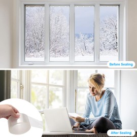 Transparent Window Seal Weather Sealing Tape 2 Inch x 32.8 FT Weather Stripping No Residue Clear Window Insulation Tape for Shower Glass Gaps and Doors Windproof Tape (2'' x 32.8 FT)