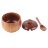 1Pc Solid Wood Spice Jar Seasoning Pot Sugar Bowl with