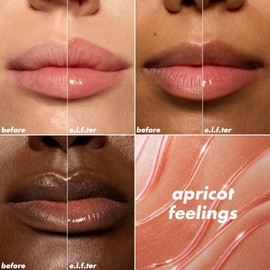e.l.f. Glow Reviver Plumping Lip Oil, Tinted Lip Plumper For A High-Shine, Plump Finish, Infused With Jojoba Oil, Vegan & Cruelty-Free, Apricot Feelings
