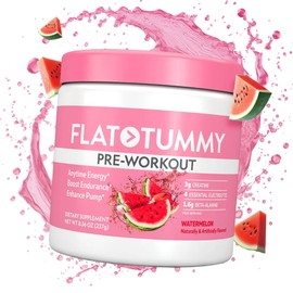 Flat Tummy Polvo Preentrenamiento Para Mujeres Energía, Resistencia Y Refuerzo Muscular Con 3 G De Creatina, 1,6 G De Beta-Alanina Y Electrolitos.... 