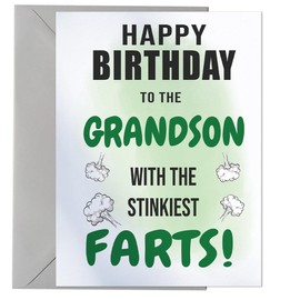 Joke Funny Birthday Card for Grandson With the Stinkiest Farts