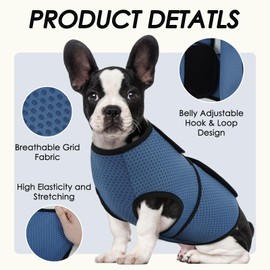 BRKURLEG Dog Anxiety Shirt, Adjustable Anxiety Vest Jacket for Small Medium Large Dogs,Dog Calming Shirt for Thunderstorms, Fireworks, Training & Separation Relief, Lakeblue, XXL
