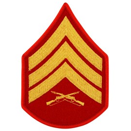 USMC Chevron female gold embroidered on red Sergeant (SGT)