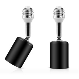 Ceramic Light Bulb Socket Extender, Heat-Resistant E26/E27 Light Socket Adapter with 4.5 Inch Extension for Camera, Lamp, Vertical 180° & Horizontal 360° Adjustable, Max150W (2, Black)