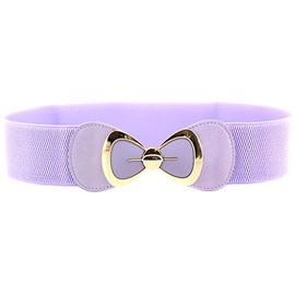 X&F Women's Elegant PU Bowknot Stretch Wide Belt Dress Decorative Waistbelts, Light Purple, 25.9-39.3 inches/66-100 cm