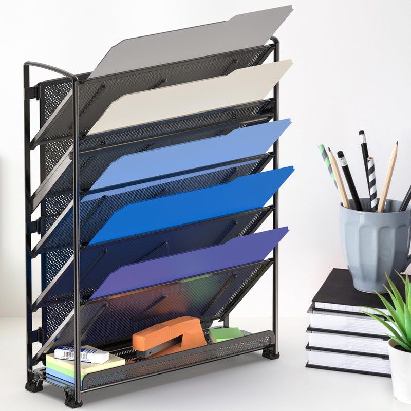 Simple Houseware 6-Tier Wall Mount Document Letter Tray Organizer, Black
