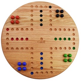 Cauff Marbles Board Game 17.5 inch Diameter 4 Player Hand Painted Holes