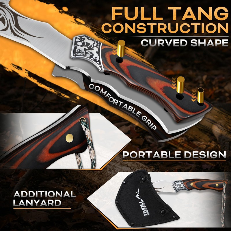 TIVOLI Camping Axe, Lion - Patterned Survival Hatchet with Nylon