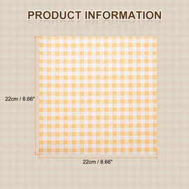 QUARKZMAN 30 Stück Quadratische karierte Wachspapierblätter 8,66" x 8,66" Ölabsorbierendes Verpackungspapier für Sandwich-Backpapierfutter Picknickkorb Brot Hamburger Wrap Küche, Gelb