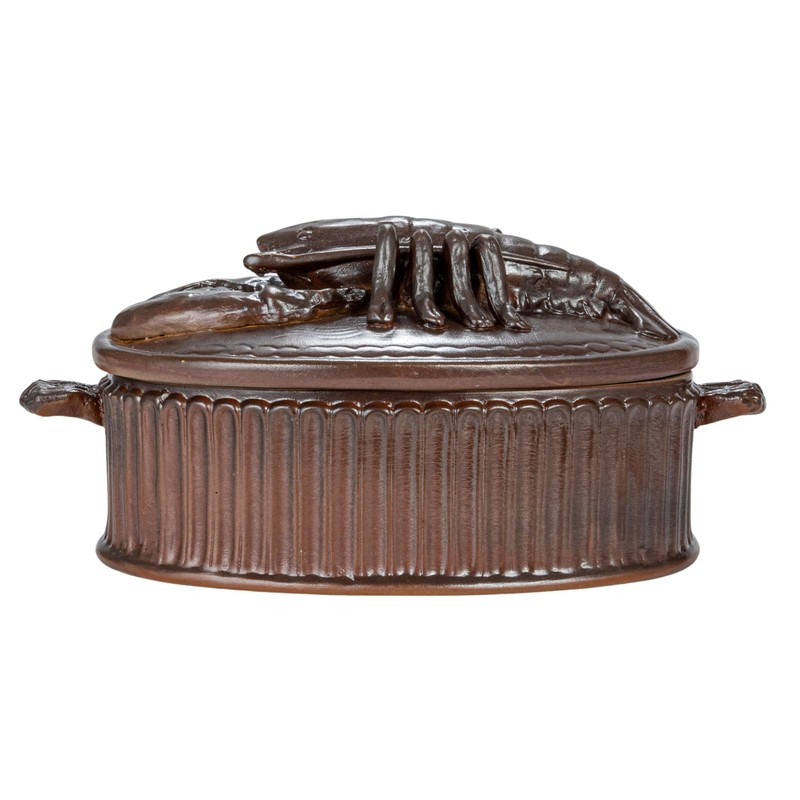 Creative Co-Op, Brown Matte Stoneware Baker with Lobster Design, Large