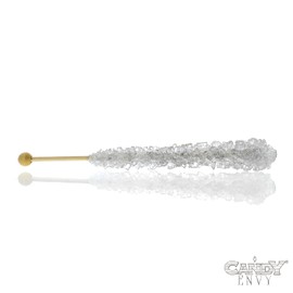 12 SILVER ROCK CANDY STICKS - EXTRA LARGE - ORIGINAL FLAVOR - INDIVIDUALLY WRAPPED ROCK CANDY ON A STICK - FREE "HOW TO BUILD A CANDY BUFFET" GUIDE INCLUDED