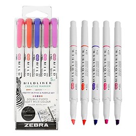 ZEBRA Mildliner Creative Marker Highlighter – Double Ended – Pretty in Pink and Purple Set