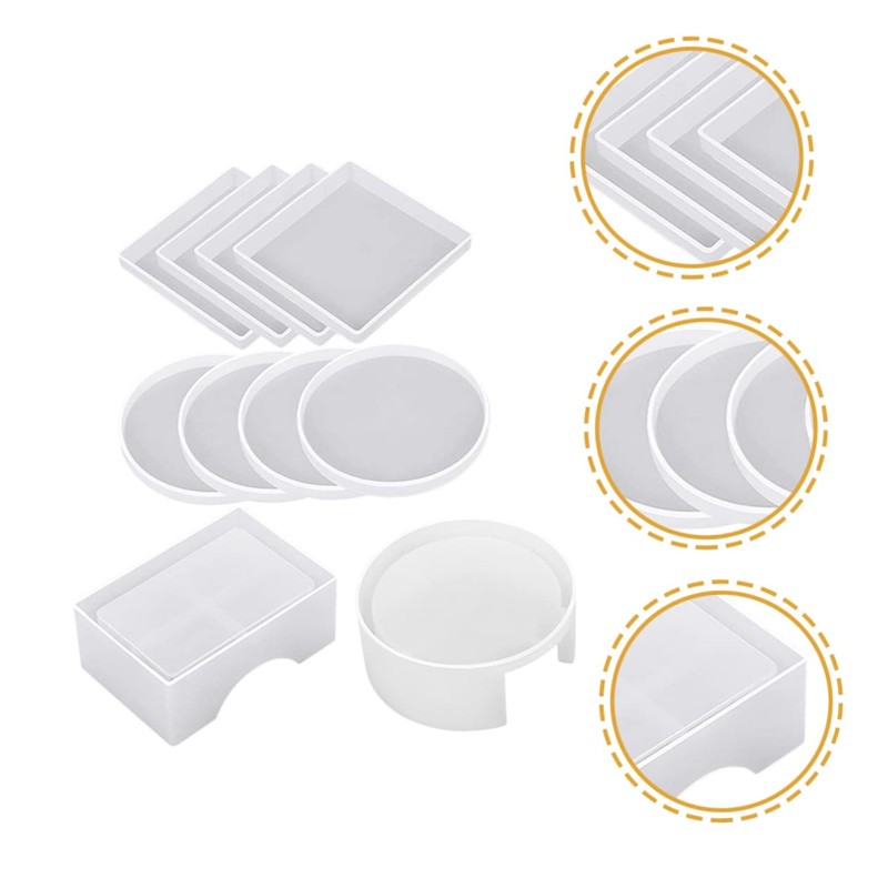 jojofuny 1 Set Coaster Molds for DIY Epoxy Resin Easy