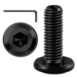 Wavanta 20Pcs M5 Bolts, M5 x 20mm Flat Head Hex Socket Cap Screws Bolts, 304 Stainless Steel Furniture Bolt Full Thread, Black Oxide, with Hex Key