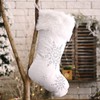 Mauts 20" White Christmas decorations stocking, With Silver Pearl Snowflakes,