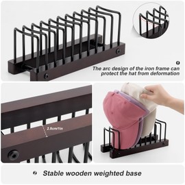 GerayMer Baseball Cap Organizer - Set of 2 Cap Racks, holds 20 caps, no installation needed. Display and organize hats in your bedroom, closet, dresser, or office. (2 Pack)
