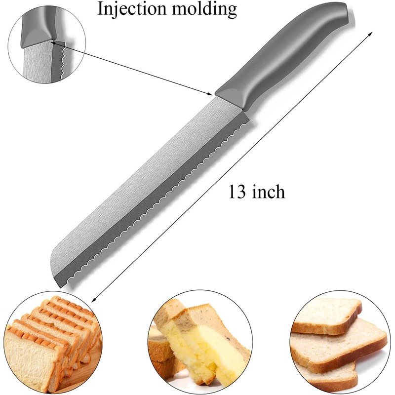 Muncene Ceramic Serrated Bread Knife Slicing Knife - 8" Sharp