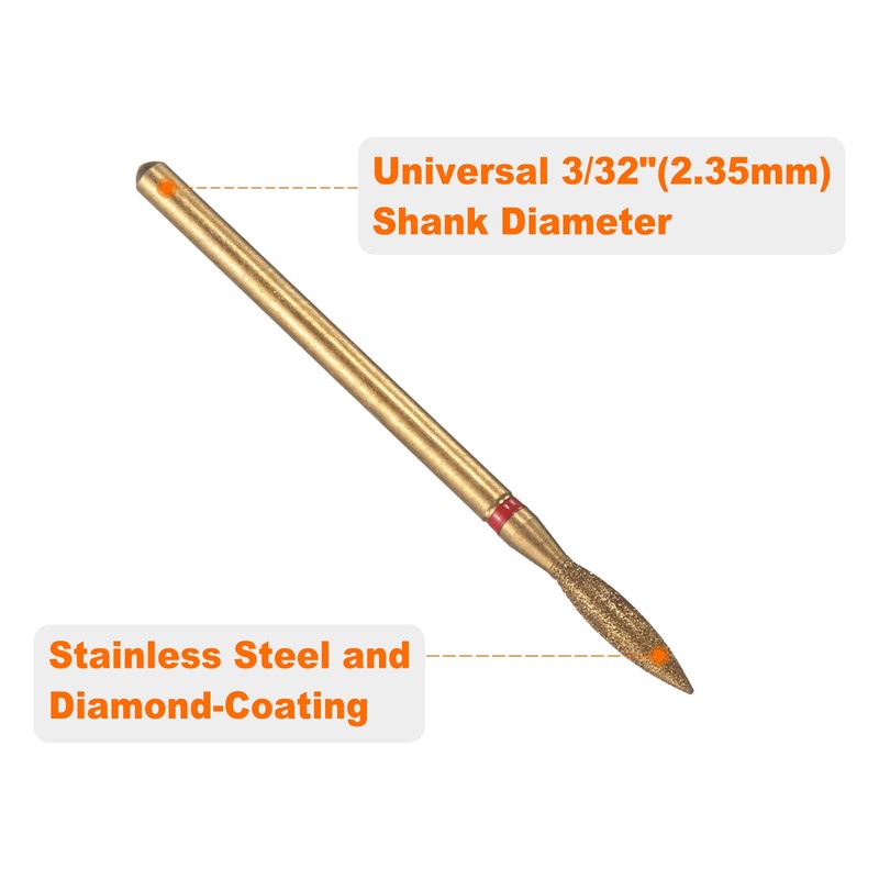 sourcing map 5pcs 200-230 Grits Diamond Grinding Bit 2.5mm Oval