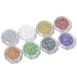 EnMart 8 Colors Nail Powder Set, Diamond Nail Powder Sparkling Crystal Glitter Holographic Nail Glitter Dust Laser Silver Mirror Effect Bright Shining Flakes for Nails Polish Nail Art DIY Decoration