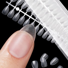 TOMICCA Nail Tips Sanded Nail Tips Short Full Cover Plain Tips Clear Tips for Practice and Commercial Use (240 Count, Almond)