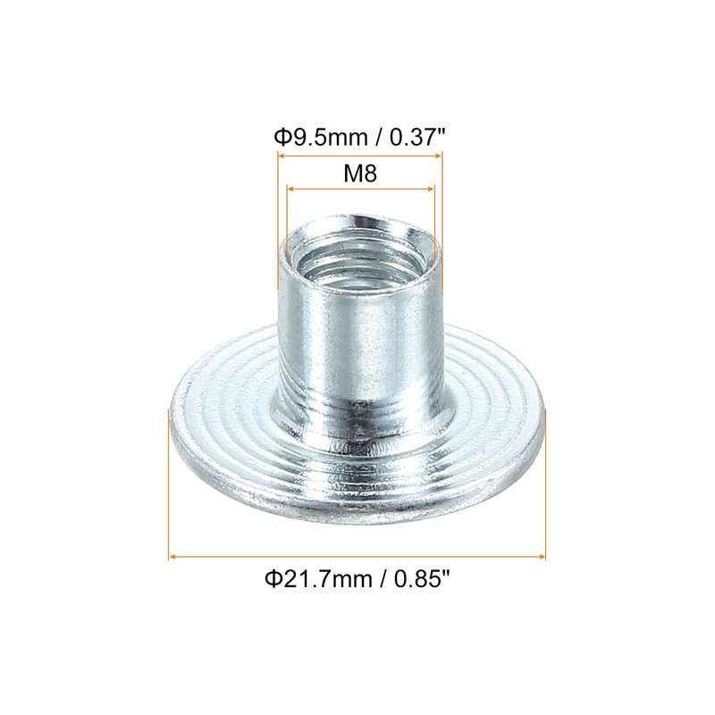 sourcing map M8 T-nuts, 12pcs Carbon Steel Tee Nut Round