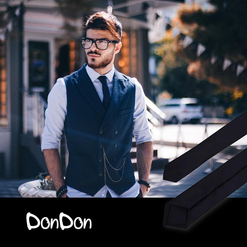 DonDon Mens Handmade Silk Look Ties 6cm, black