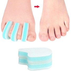 10 Pack Foam Toe Spacers, 3-Layer Toe Separators - Large Size - to Align Crooked, Overlapping Toe, Relieve Corn, Blister and Reduce Toe Irritation (Blue, One Size)