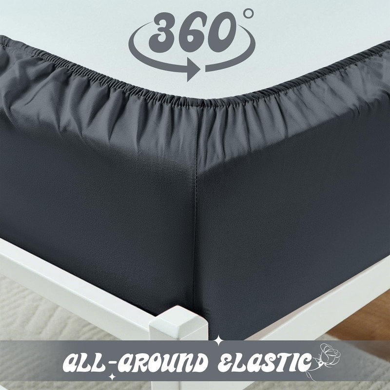 VACVELT Cot Fitted Sheet, 31 x 75 Inch Charcoal Black