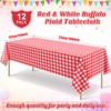 12 Pack Red and White Plastic Checkered Tablecloth, Premium Decorative