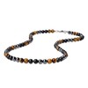 GAVU Men's Triple Power Stone Hematite Tiger Eye Obsidian Necklace,