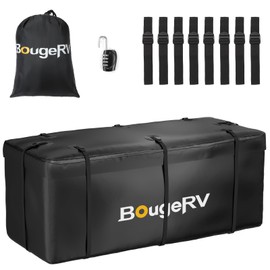 BougeRV Hitch Cargo Carrier Bag with Lock Waterproof Soft Shell 20 Cubic Feet (59" 24" 24") Cargo Bag for Hitch Carrier Include 8 Reinforced Straps for Truck Pickup RV All SUV with Hitch Cargo Basket