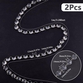 SOFPLATE 1 Box 6.56 Feet Crystal Beads Garland Strand Hanging Crystal Beads Strings 14mm Faceted Octagon Beaded Chain Chandelier Prisms Ornaments for Christmas Tree Wedding Party Decorations Gift